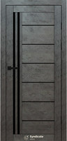 Міжкімнатні двері Syndicate Doors SD-PVC-114 Бетон темний ПВХ чорне скло