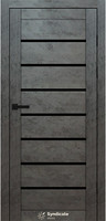 Міжкімнатні двері Syndicate SD-PVC-102 Бетон темний чорне скло